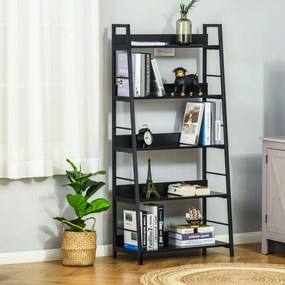 HOMCOM Bibliotecă poliță de depozitare Stil Industrial înclinat 5 Nivele 70L x 35l x 150H cm Negru | Aosom Romania