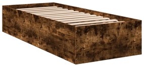 841990 vidaXL Cadru de pat, stejar fumuriu, 75x190 cm, lemn prelucrat