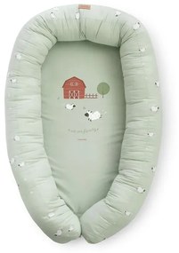 Suport de dormit Babynest 2in1 bara protectie patut Premium Bumbac, Funny Farm 95x65x18 cm