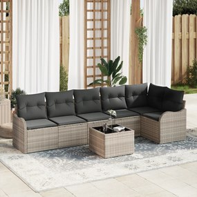 vidaXL Set de canapele pentru grădină 7 pcs Gri deschis Rattan poli