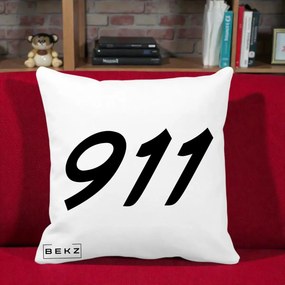 Perna Personalizata 911 Bold, 40x40 cm, Alba Mata, Husa Detasabila, Perna Inclusa, BEKZ®