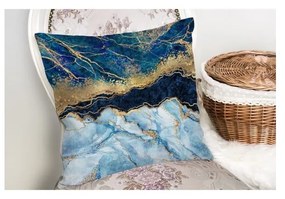 Față de pernă Minimalist Cushion Covers Marble With Blue, 45 x 45 cm