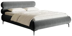 Pat matrimonial 180 cm Rirri 180 (cu somieră) (cu sp. depozitare) (gri + negru). 1099884