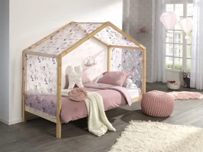 Set Pat Căsuță, cu Perdea Fluturi, Natur, 90 x 200 cm, Pin Masiv – Dallas – Vipack