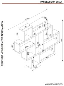 Etajeră de perete PAROLA 103,5x115,5 cm albă