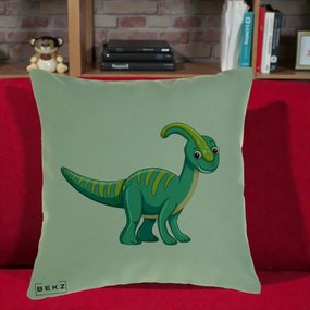 Perna Decorativa Parasaur Verde, 40x40 cm, Verde, Husa Detasabila, Perna Inclusa, BEKZ®