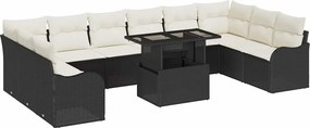 vidaXL Set de canapele pentru grădină 11 pcs Negru Rattan poli
