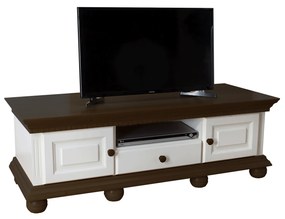 Comoda TV Regal lemn masiv Alb/Nuc 	135 × 45 × 55 cm