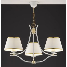 Jupiter 2085 - Candelabru pe lanț SAMBA 3xE27/15W/230V alb/auriu
