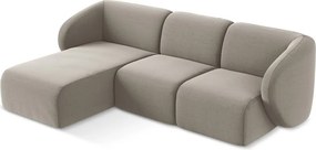 Colțar maro deschis cu tapițerie din catifea (cu colț pe partea stângă/cu șezlong) Lani – Makamii