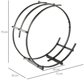 Outsunny Suport pentru lemne de foc Suport lemne in forma de inel Greutate maxima 50kg negru, 71x32x73cm