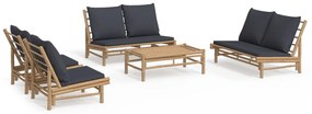 3156484 vidaXL Set mobilier de grădină cu perne gri închis, 5 piese, bambus