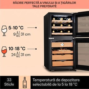 Klarstein El Dorado 89, umidor și frigider pentru vin, ecran tactil, 89L, LED