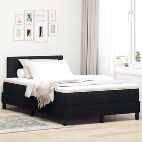 vidaXL Pat cu Somieră cu Saltea &amp; LED Negru 120x190 cm Țesătură