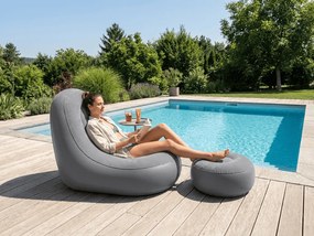 Fotoliu gonflabil cu taburet RESTIO 86x88 cm, gri