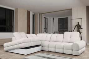 Set canapea extensibilă cu funcţie de extensie electrică, crem, pe stânga, TOLLO L ROH