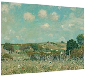 Tablou pe sticlă - Alfred Sisley,  Meadow, reproducere (70x50 cm)