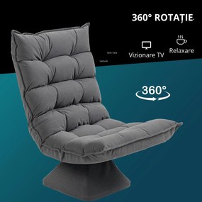 HOMCOM Fotoliu de Podea Relaxant Rotativ 360° cu Spătar Reglabil în 5 Poziții, 62x70x95 cm, Gri | Aosom Romania