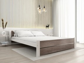 Pat dublu Culoare alb/stejar trufa, IKAROS DOUBLE 140 x 200 cm Saltele: Cu saltele Coco Maxi 20 cm, Somiera pat: Cu lamele curbate