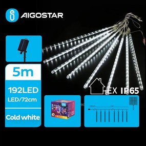 Aigostar - Ghirlandă solară LED, 192 LED, 8 m, IP65, alb rece