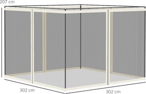 Outsunny Plase de țânțari pentru cort de grădină 3 x 3 m - set de 4 plase de țânțari cu fermoar + cârlige de prindere - poliester nylon | Aosom Romania