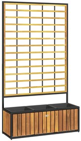 Outsunny Jardiniere cu trei pat înalt de grădină orificii de drenaj din lemn de salcâm industrie 74 x 27 x 131 cm tec | Aosom Romania