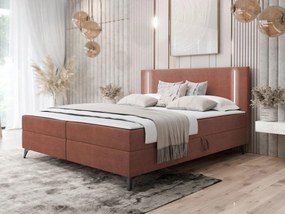 Pat matrimonial 140 cm Hebara 2 (teracotă) (cu somieră și saltea) (cu sp. depozitare) (cu iluminat LED). Promo -17%. 1104139