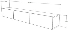 Comoda TV Elba, Alb, 180 x 30 x 25 cm