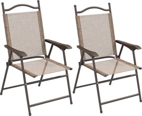 Outsunny Set de 2 scaune pliabile, Scaune pentru gradina cu cotiera, sezut cu tesatura din plasa care permite trecerea aerului | Aosom Romania