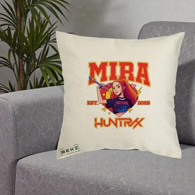 Perna Personalizata K-pop HUNTRX Mira Personaj Avoline, 40x40 cm, Ecru, Husa Detasabila, Perna Inclusa, BEKZ®