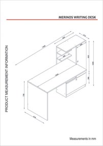 Birou Merinos White and Walnut
