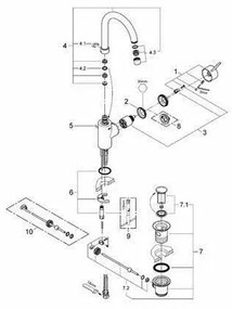 Baterie lavoar inalta Grohe Eurosmart Cosmopolitan L pipa pivotanta crom lucios