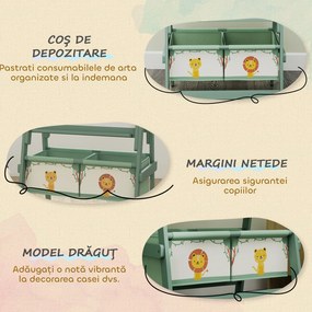 AIYAPLAY Tablă de desen pentru copii 3 în 1 cu rolă de hârtie și 2 coșuri de depozitare Verde | Aosom Romania