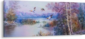 Tablou - Sosirea toamnei, pictură în ulei (120x50 cm)