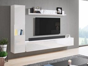 Mobilier living Nova BR (Alb + Alb lucios) (fără iluminat). 1060048