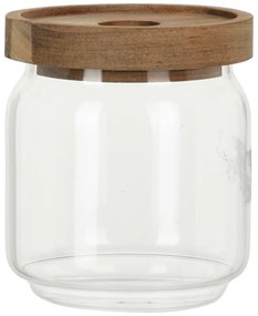 Borcan de sticlă cu capac din lemn de salcâm 400ml, 0,4 l