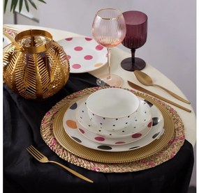 Set veselă 24 piese, din porțelan, multicolor