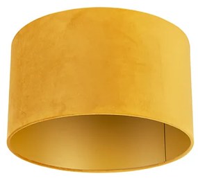 Abajur din catifea galben 35/35/20 cu interior auriu