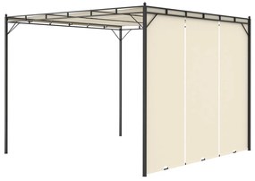 Pavilion de gradina cu perdea laterala, crem, 3x3x2,25 m Crem, 3 x 3 x 2.25 m