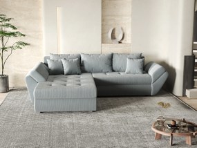 Colțar extensibil dumonde cu ladă de depozitare si sezut confortabil din spuma high-density, Loana Zoom Grey 270x185 cm