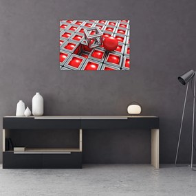 Tablou pe sticlă - Abstract metalic 3D (70x50 cm)