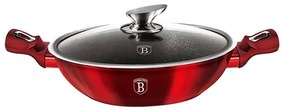 Cratiță marmorată cu capac 30 cm, 4.8 L Berlinger Haus Burgundy Metallic Line BH 7110, antiaderentă, ideală pentru preparate consistente