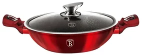 Cratiță marmorată cu capac 30 cm, 4.8 L Berlinger Haus Burgundy Metallic Line BH 7110, antiaderentă, ideală pentru preparate consistente