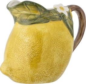 Carafă din ceramică, galben, suprafață texturată ca o coajă de lămâie, decorată manual, 16 x 13 cm, „Limone”