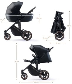 KINDERKRAFT SELECT PRIME 2 Premium - Cărucior 3în1 combinat, negru Venezian