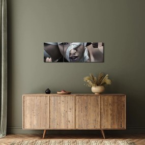 Tablou cu femeie și panglică (cu ceas) (90x30 cm)