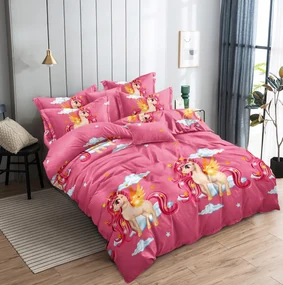 Lenjerie de pat pentru copii KONIK roz Dimensiune lenjerie de pat: 2 buc 70 x 80 cm | 160 x 200 cm