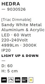 Lustra LED aplicata design modern minimalist HEDRA D-60cm alb