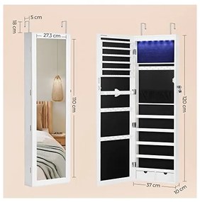Dulap de perete pentru bijuterii, Songmics, cu inchidere, B01EKVL2XS, Alb