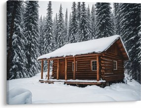 Tablou - Cabană acoperită de zăpadă (70x50 cm)